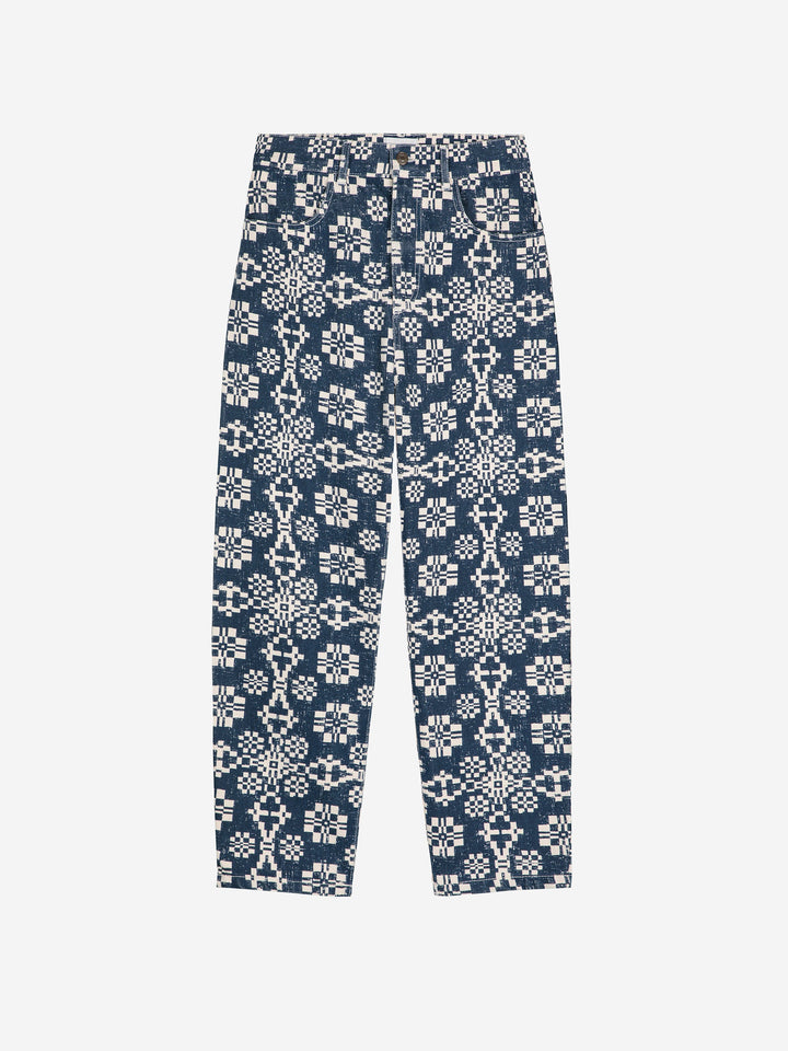 Kaleidoscope pattern high waist jeans
