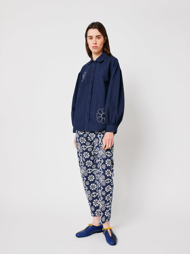 Kaleidoscope pattern high waist jeans