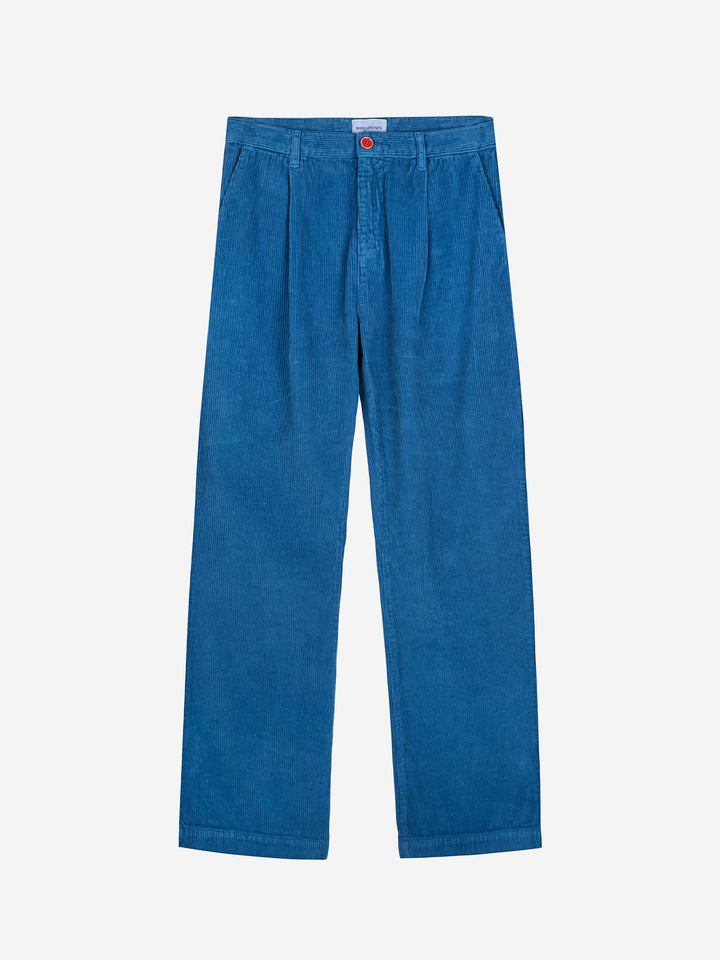 Blue pleated コーデュロイパンツ