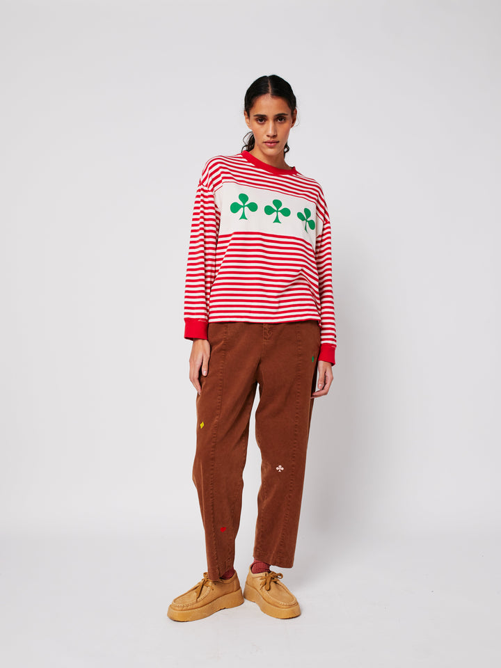 Brown embroidery cocoon pants