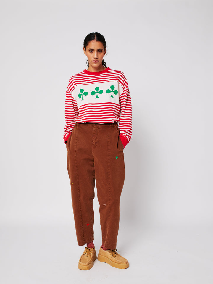Brown embroidery cocoon pants