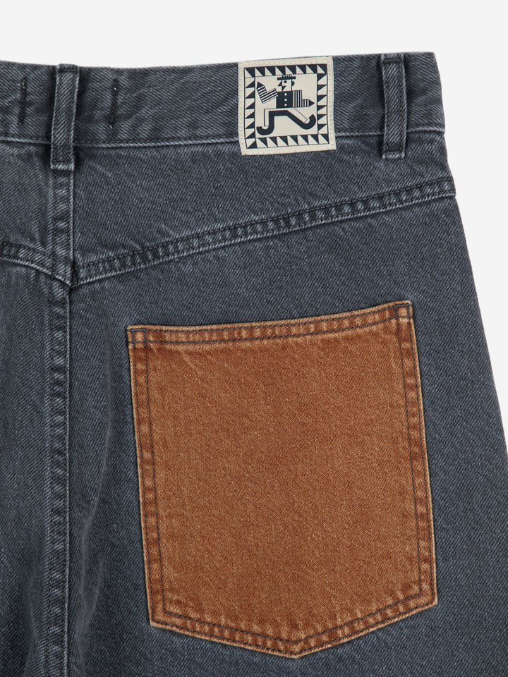 Color block denim pants
