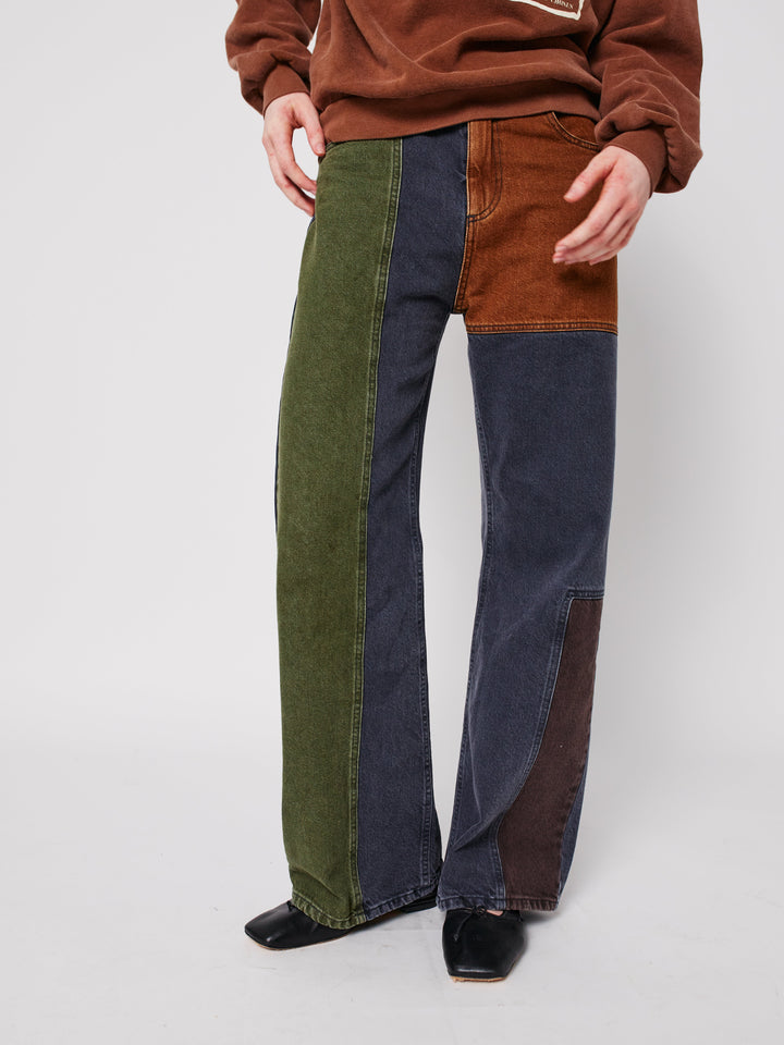 Color block denim pants