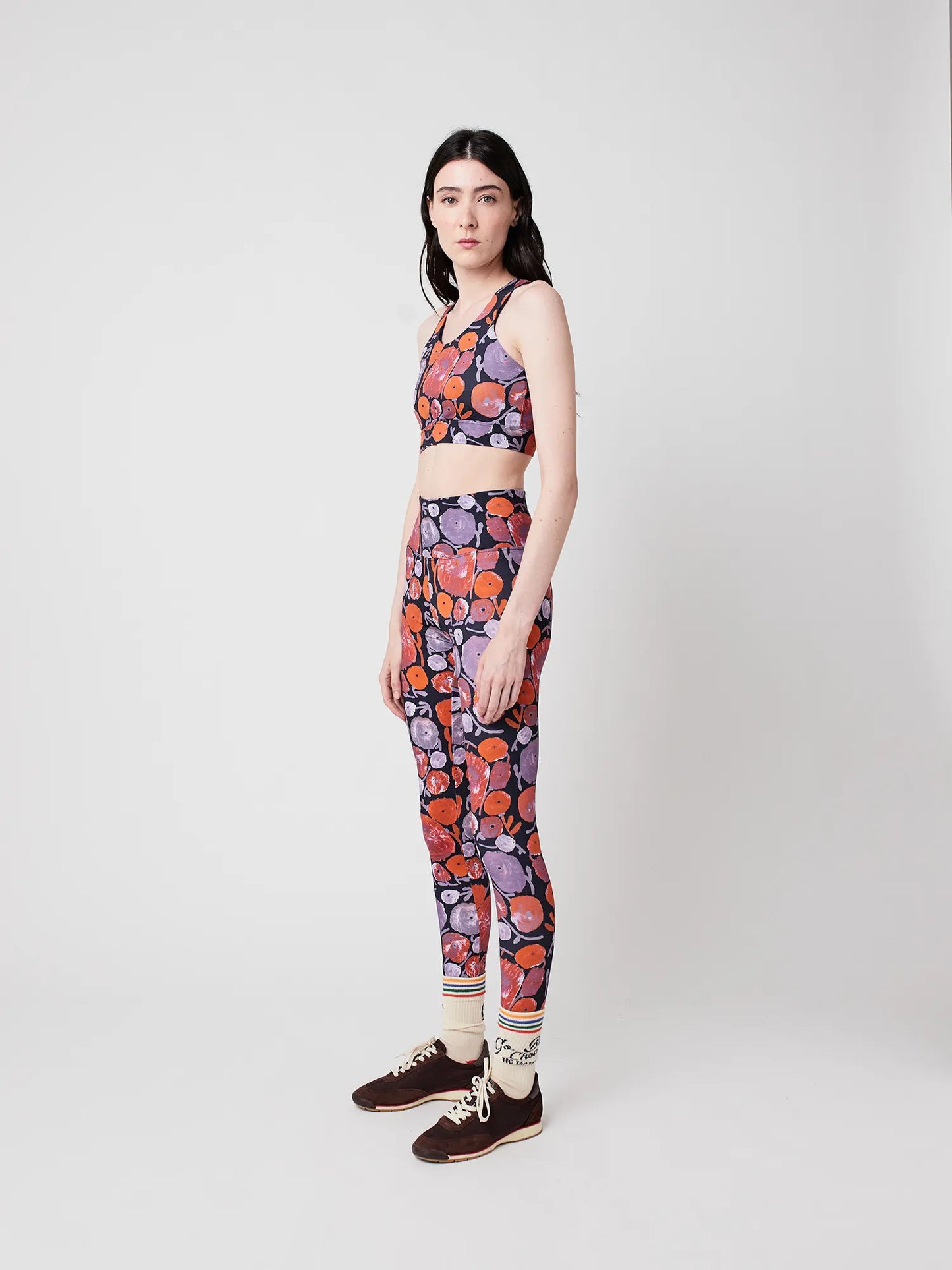Dahlia pattern sporty leggings