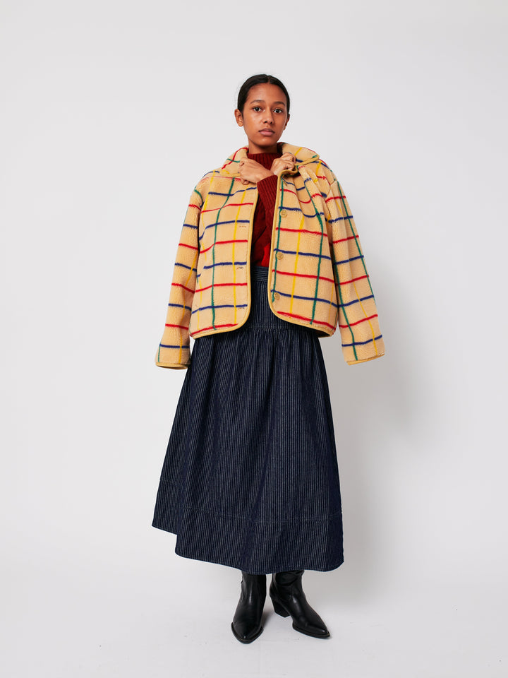 Denim A-line stripe skirt