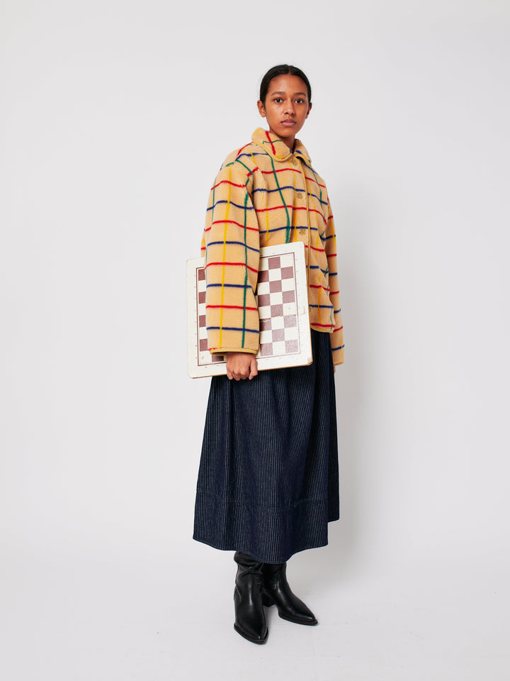 Denim A-line stripe skirt