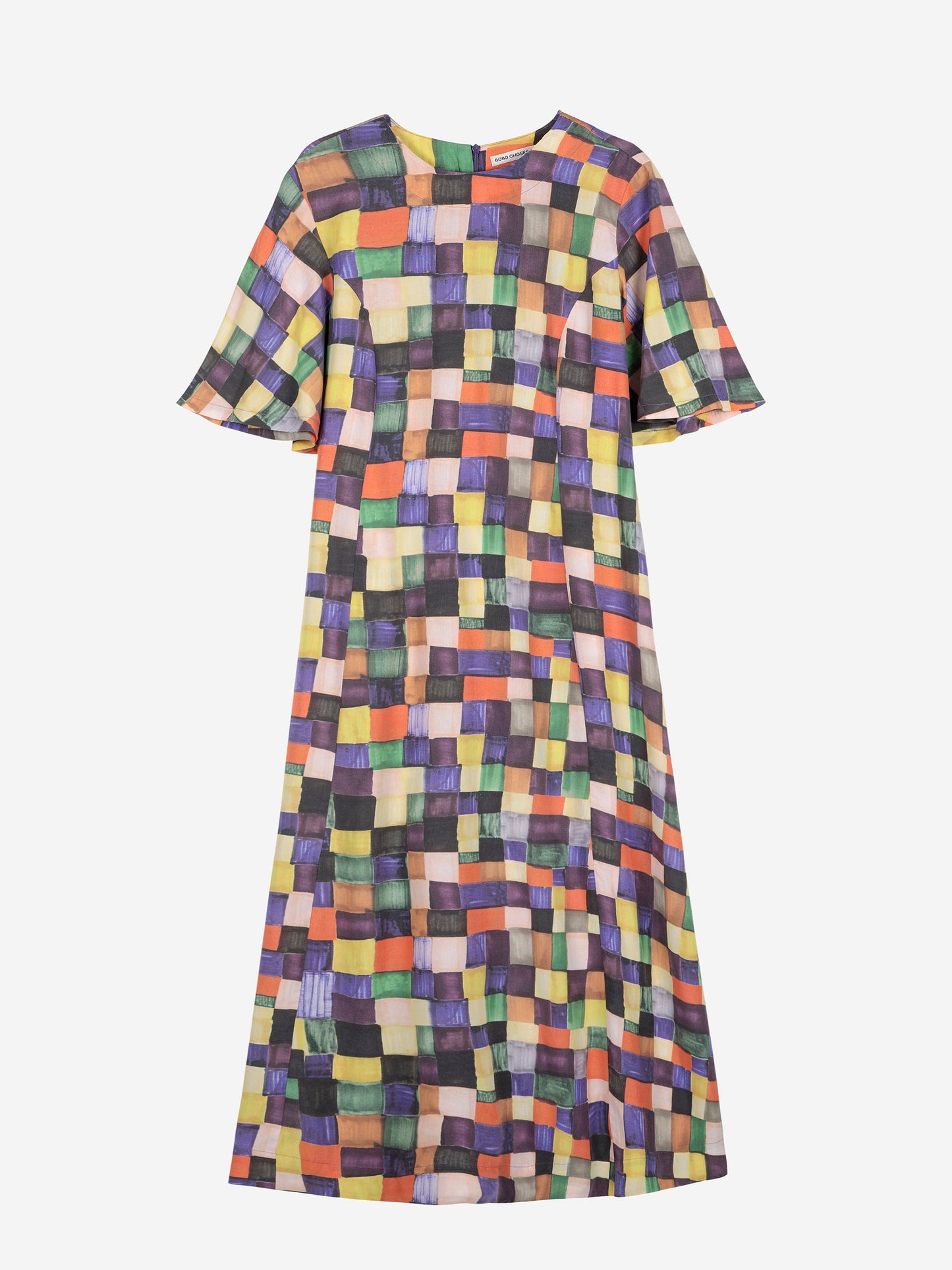 Rainbow Plaid pattern modal dress