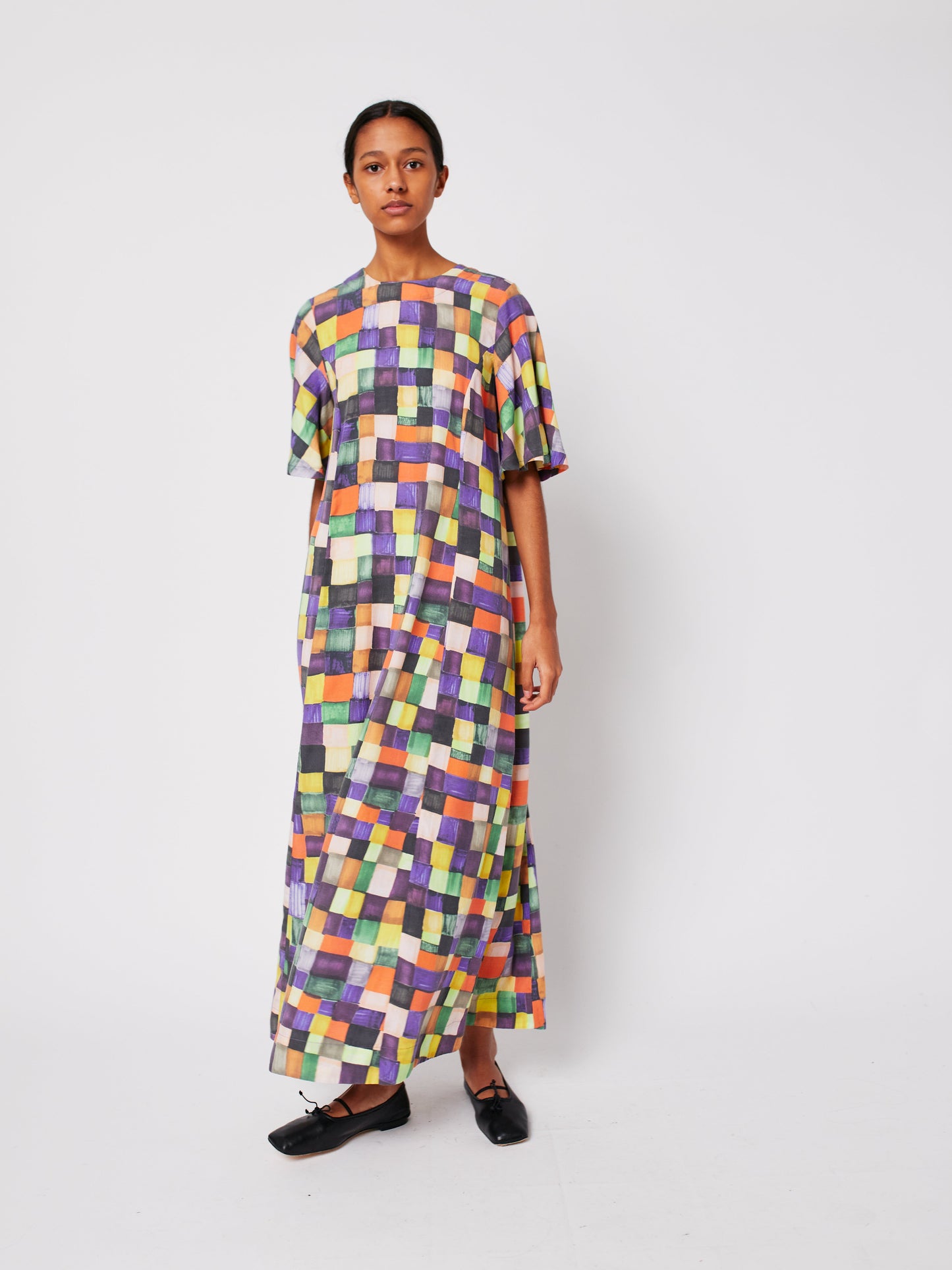 Rainbow Plaid pattern modal dress