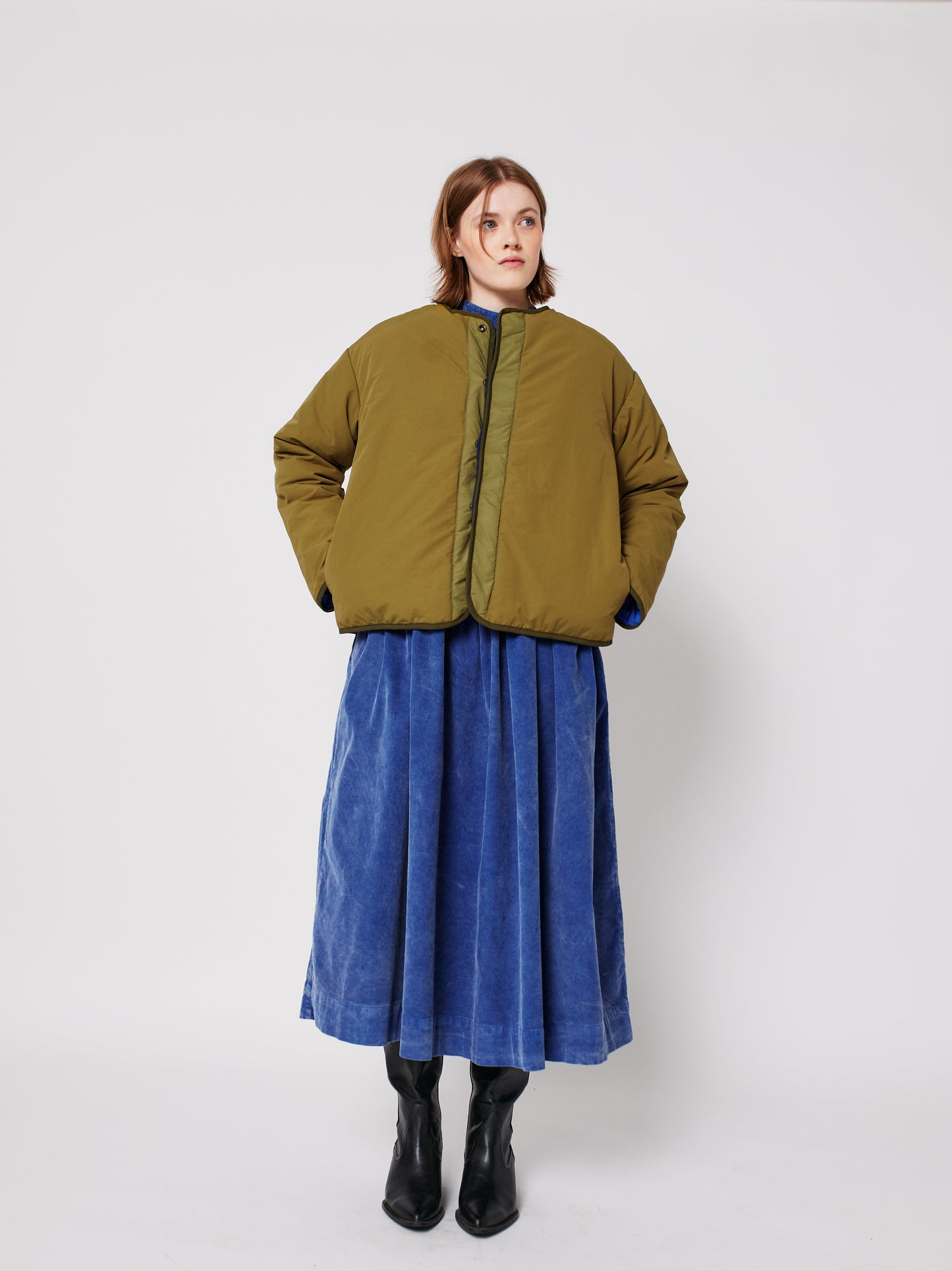 Blue corduroy リラックスドレス