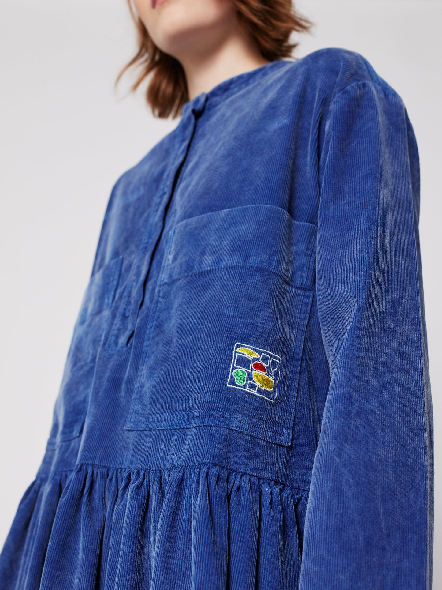 Blue corduroy リラックスドレス