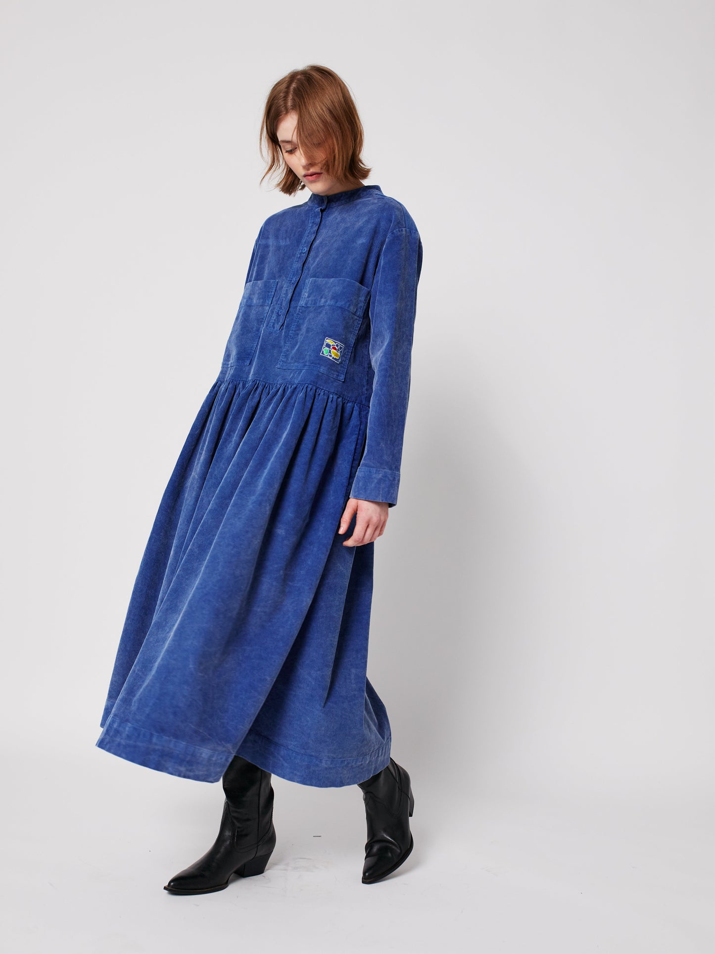 Blue corduroy リラックスドレス