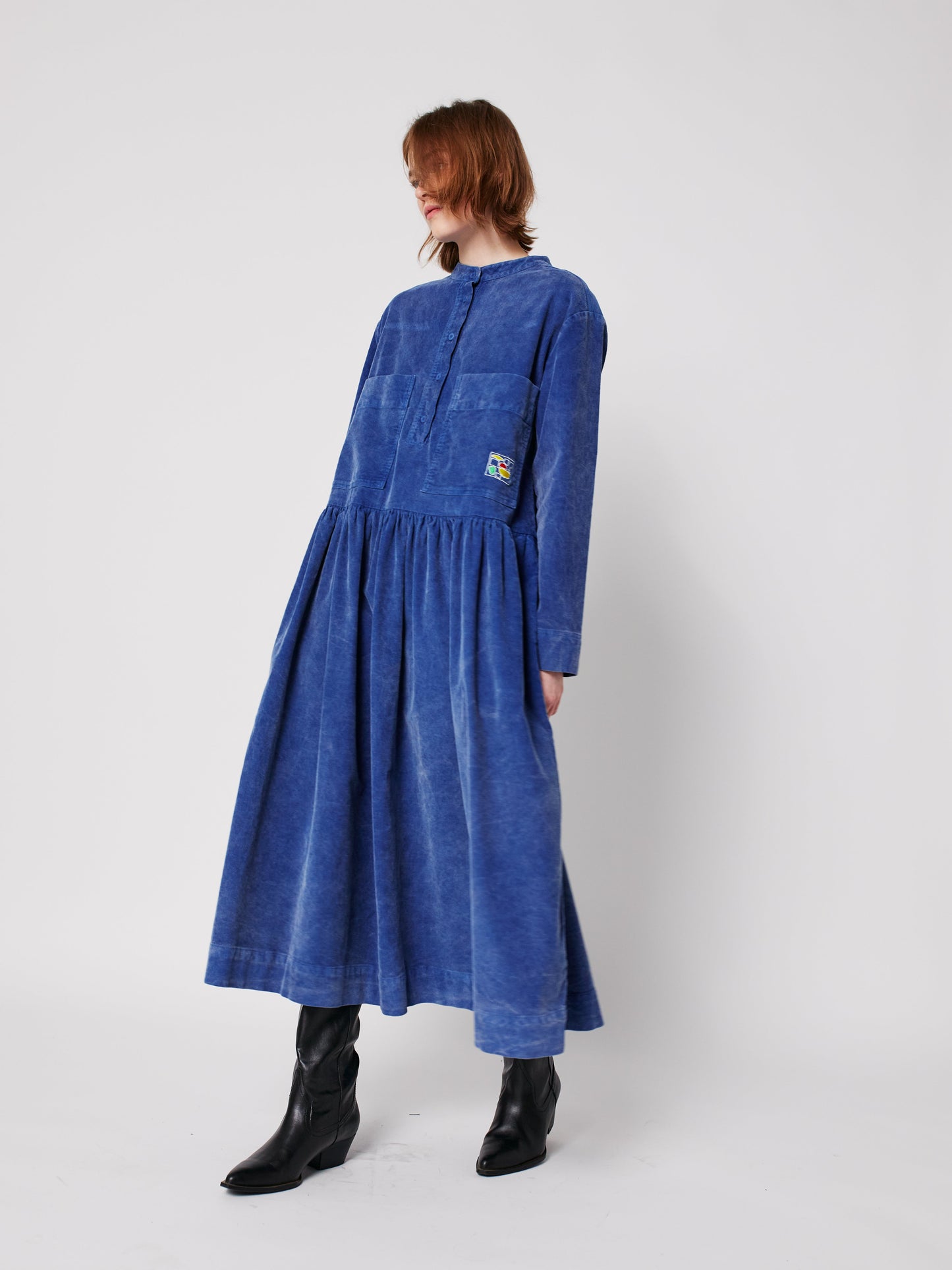 Blue corduroy リラックスドレス