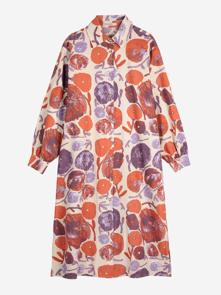 Dahlia pattern shirt dress