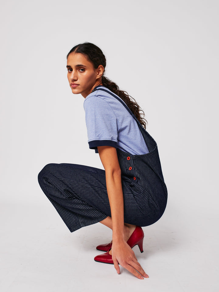 Denim stripe dungaree