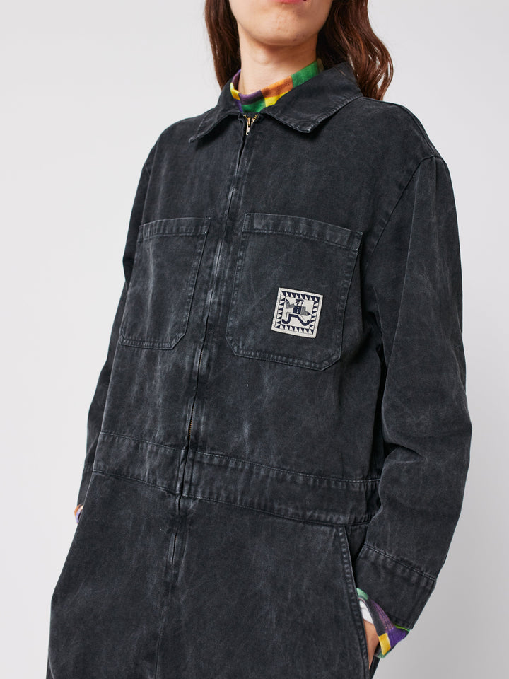 Denim zip-up jumpsuit
