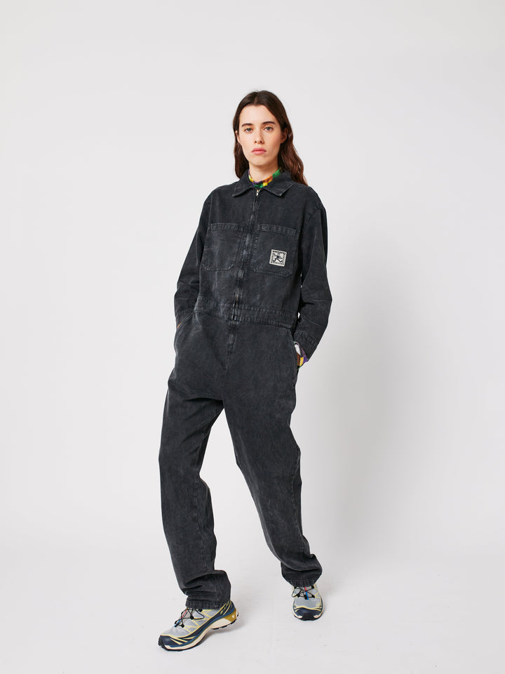 Denim zip-up jumpsuit