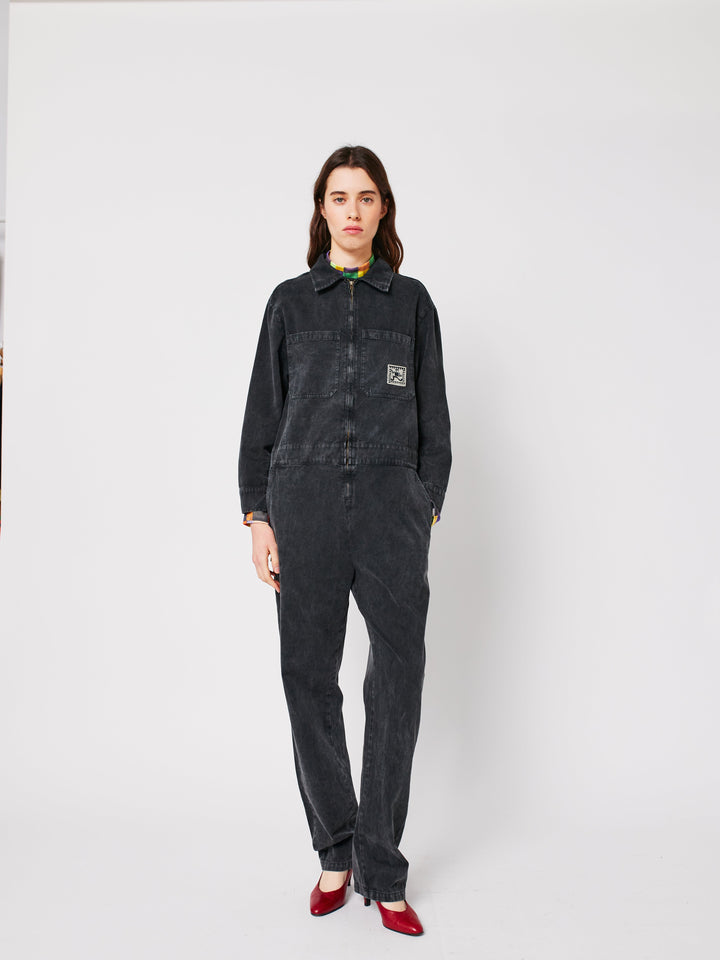 Denim zip-up jumpsuit