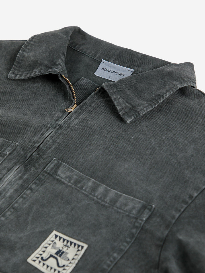 Denim zip-up jumpsuit