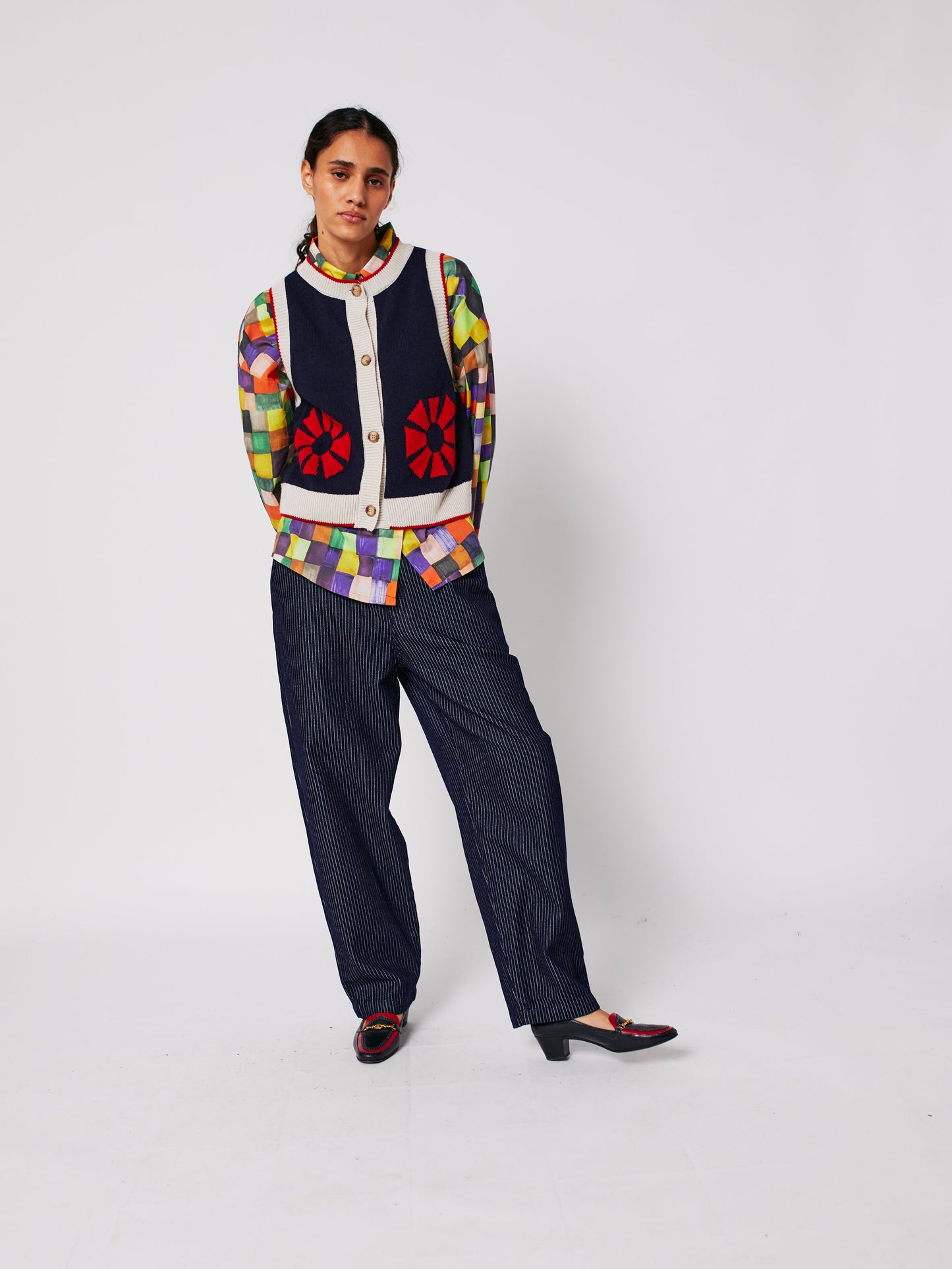 Flower knitted vest