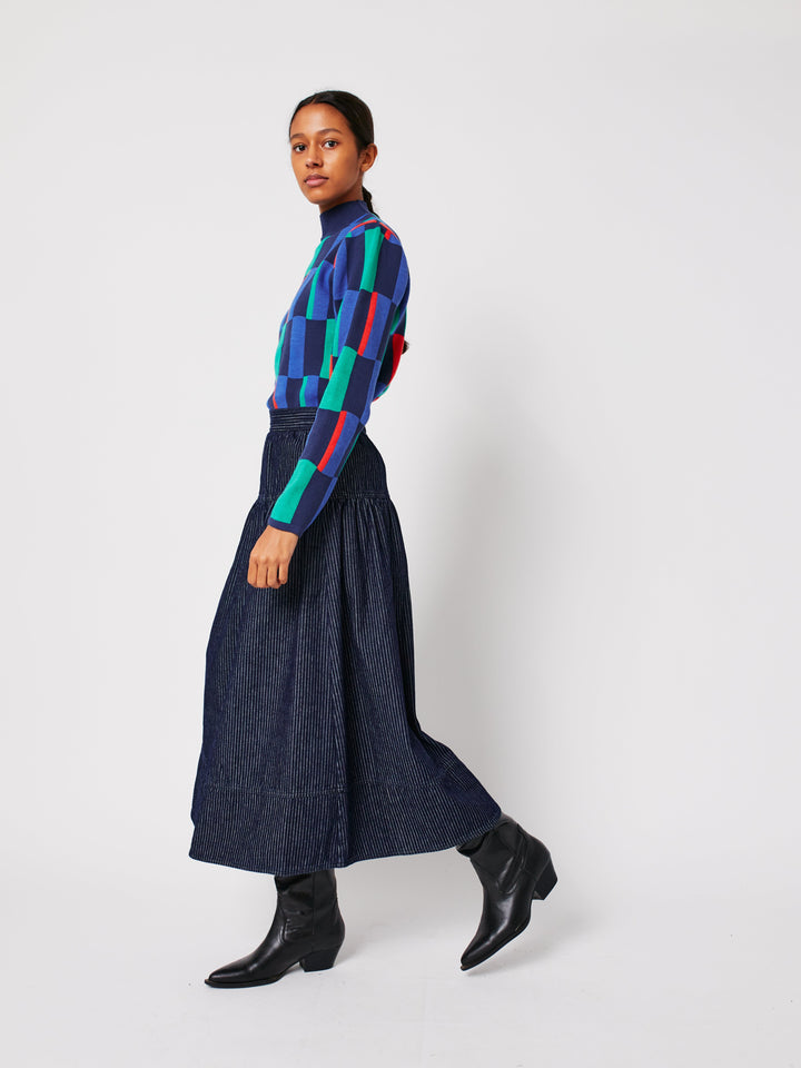 Geometric jacquard turtleneck knit