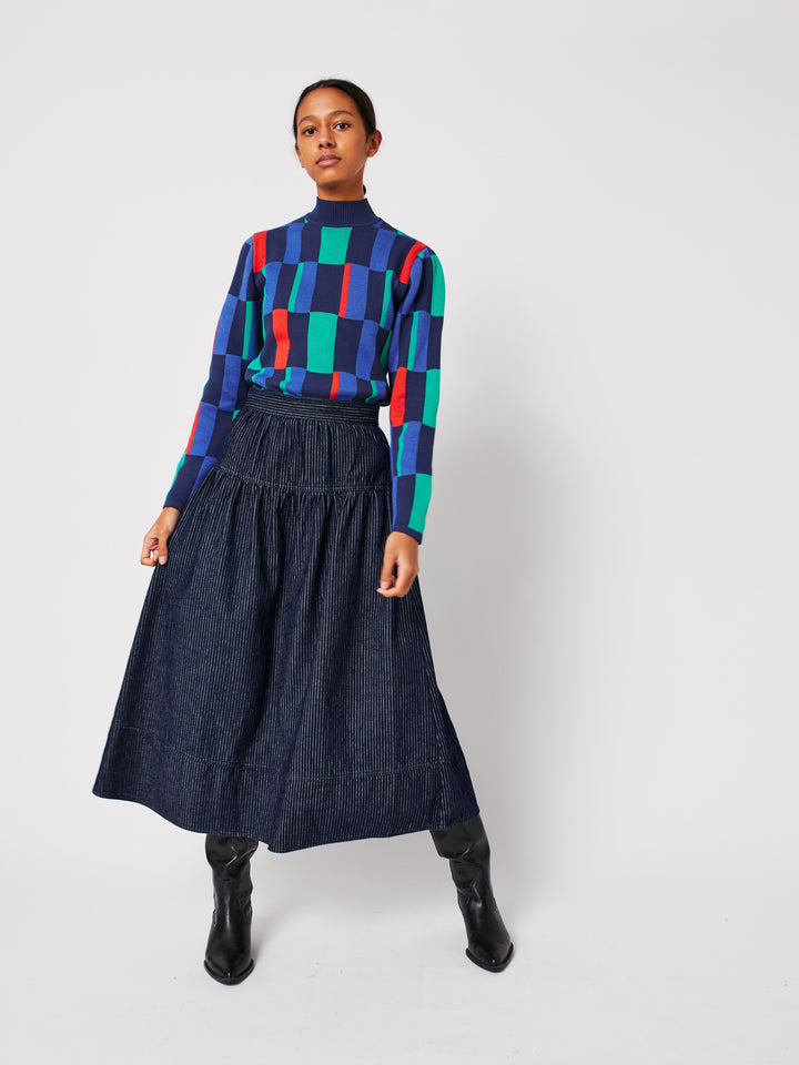 Geometric jacquard turtleneck knit