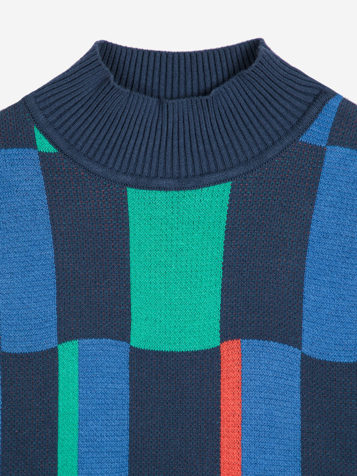 Geometric jacquard turtleneck knit