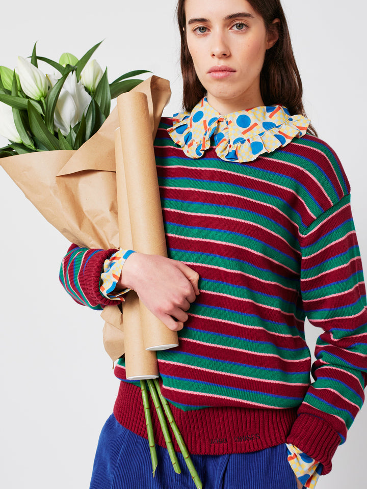 Striped fitted cotton knit