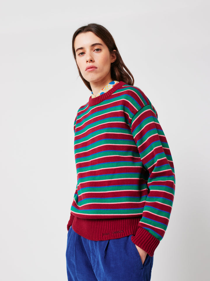 Striped fitted cotton knit