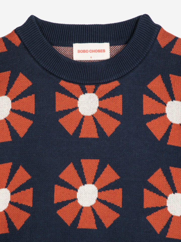 Flower jacquard relaxed knit