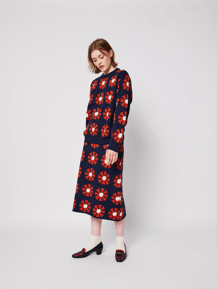 Flower jacquard relaxed knit