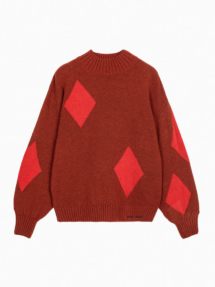 Diamond card turtle neck knit
