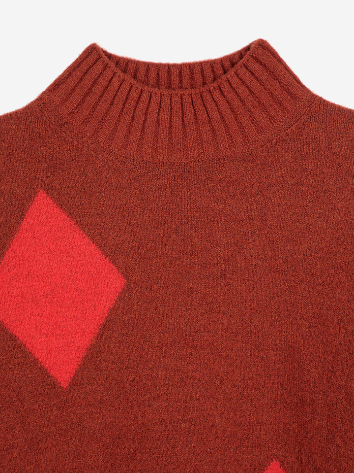 Diamond card turtle neck knit
