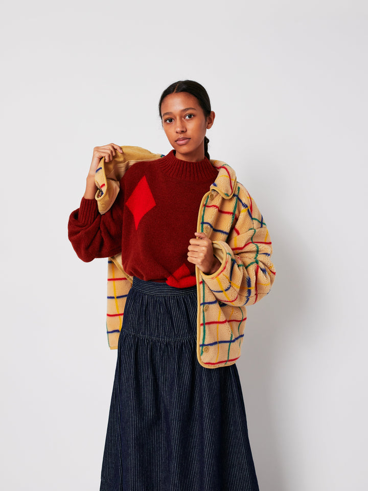 Color Striped sheepskin jacket