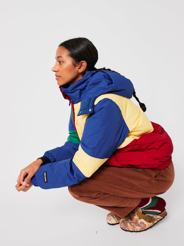 Color block padded puffer