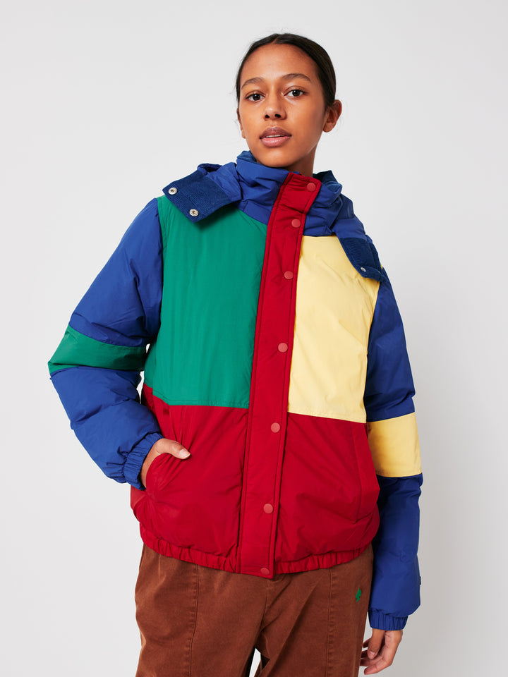 Color block padded puffer