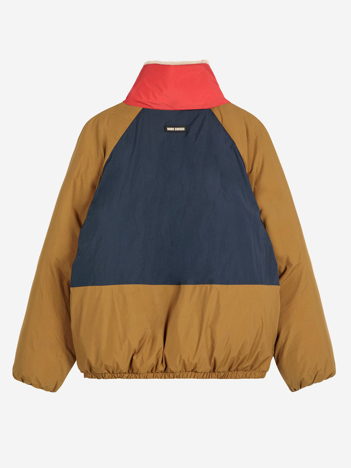 Color block ranglan sleeve padded puffer