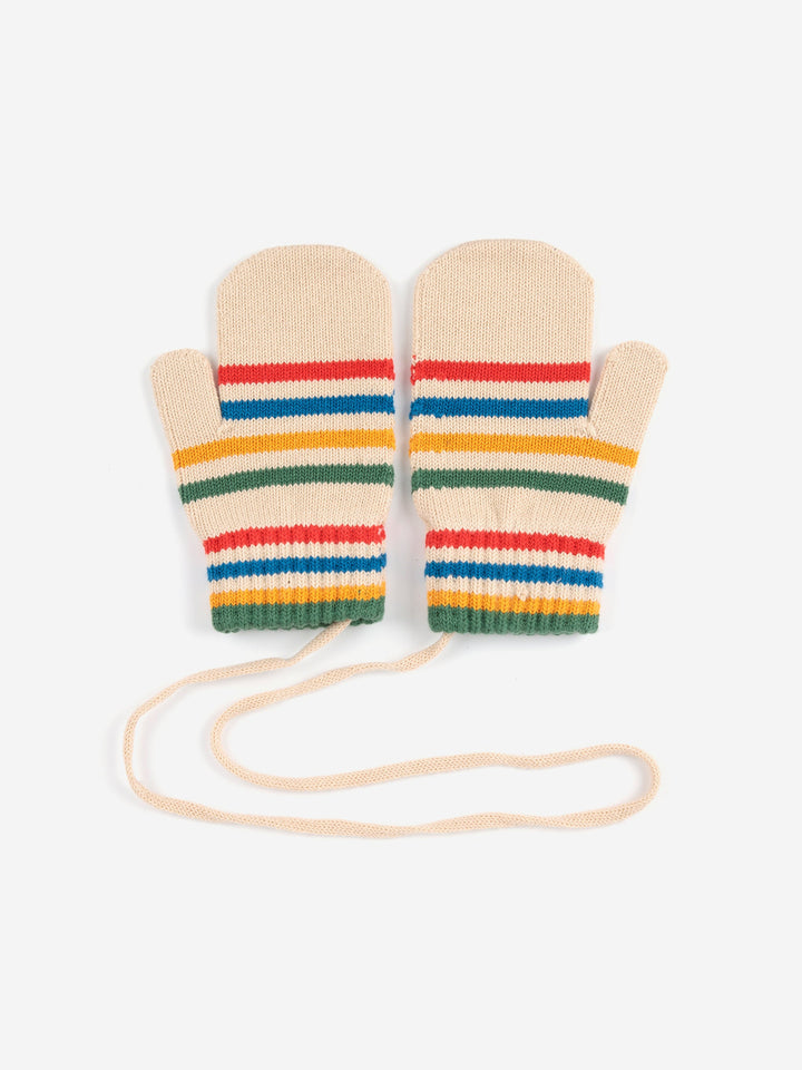Tic Tac Toe knitted striped mittens