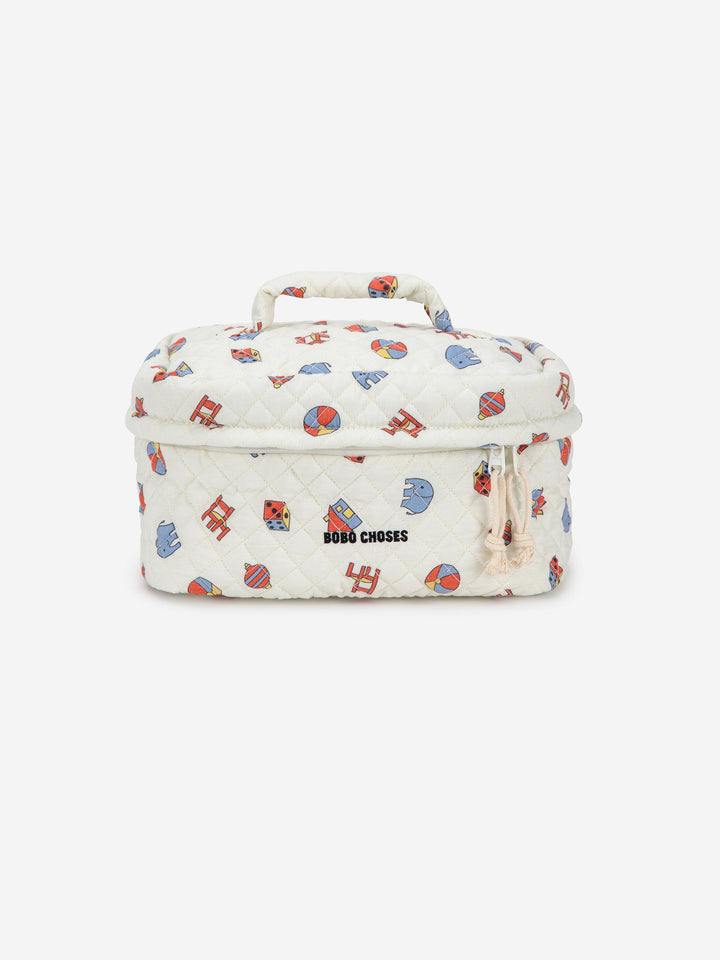 Toys all over quilted pouch