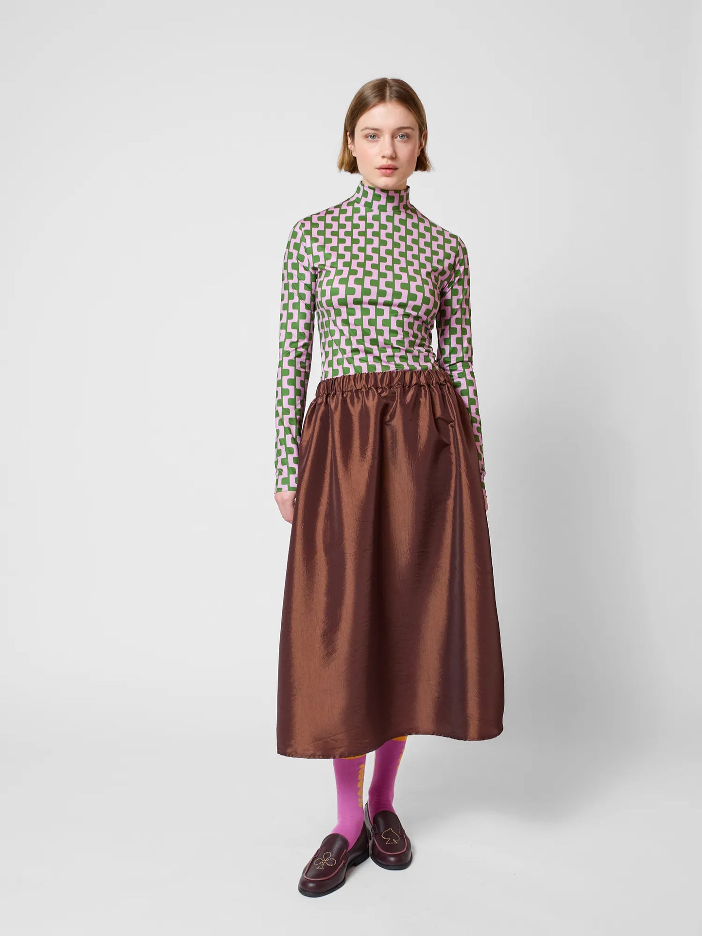 Midi tafetan skirt