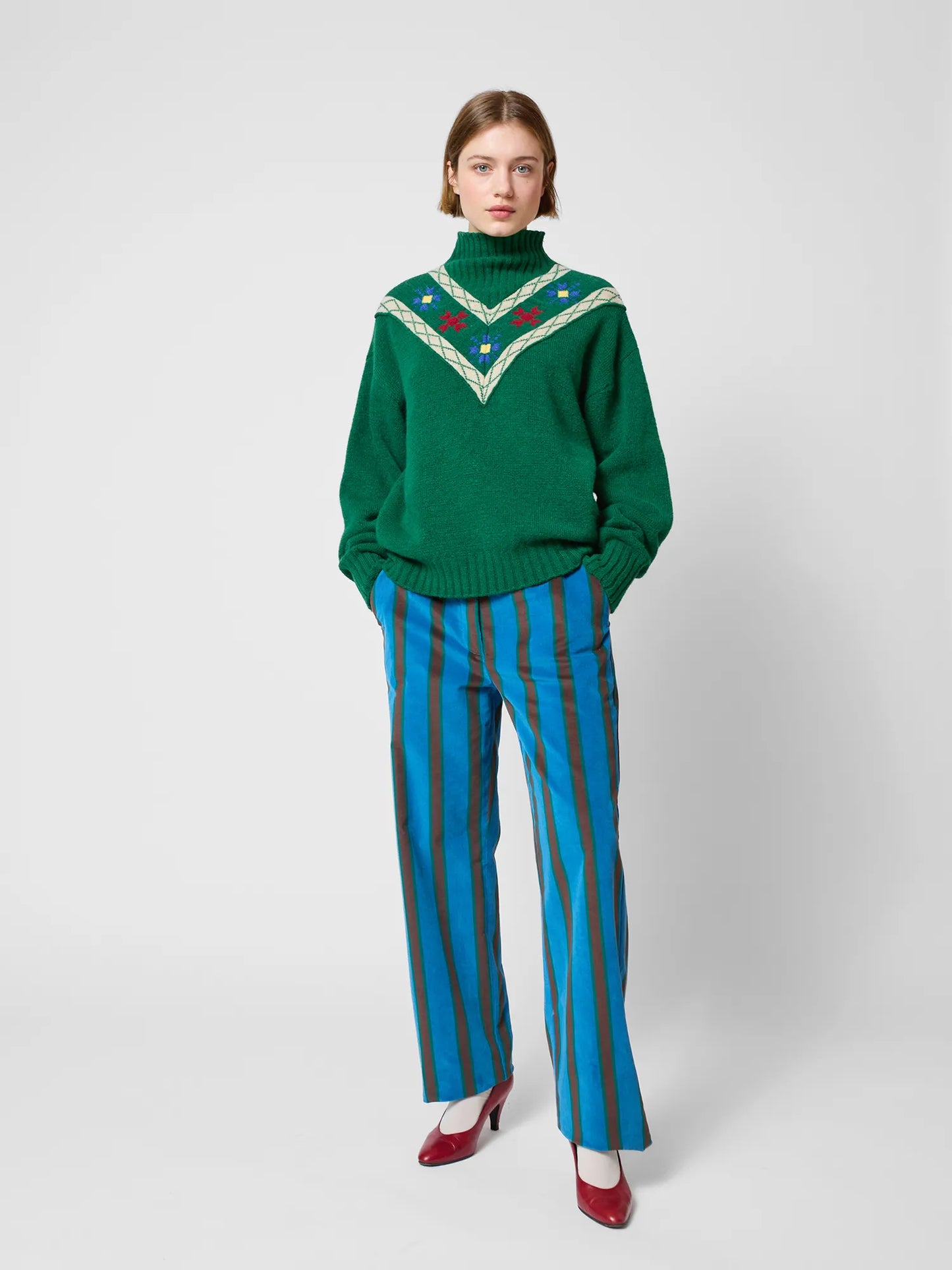 Striped all over pants