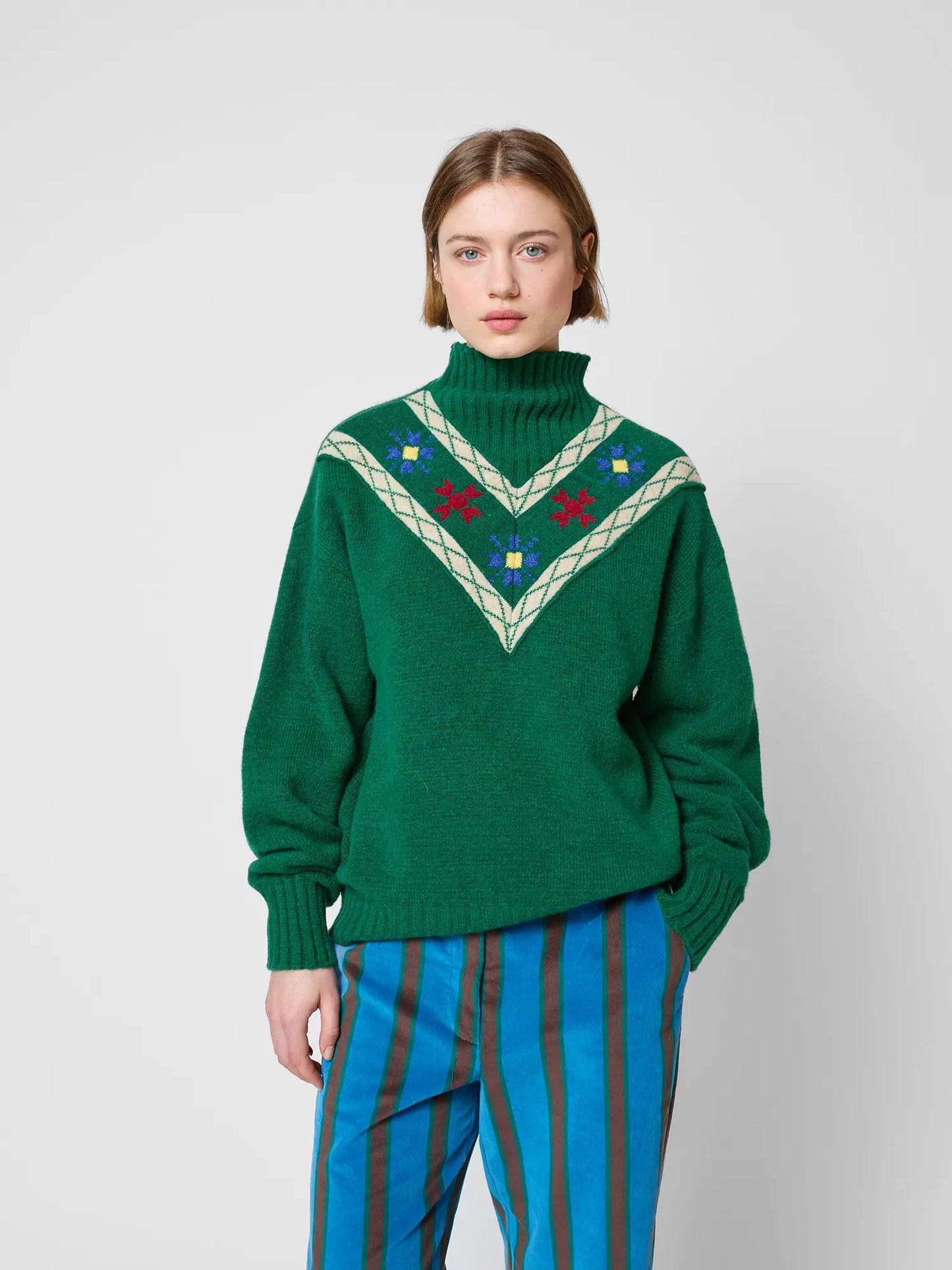 Floral turtleneck jumper