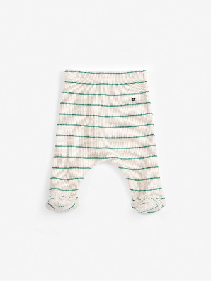 Bobo Choses green stripes footed leggings