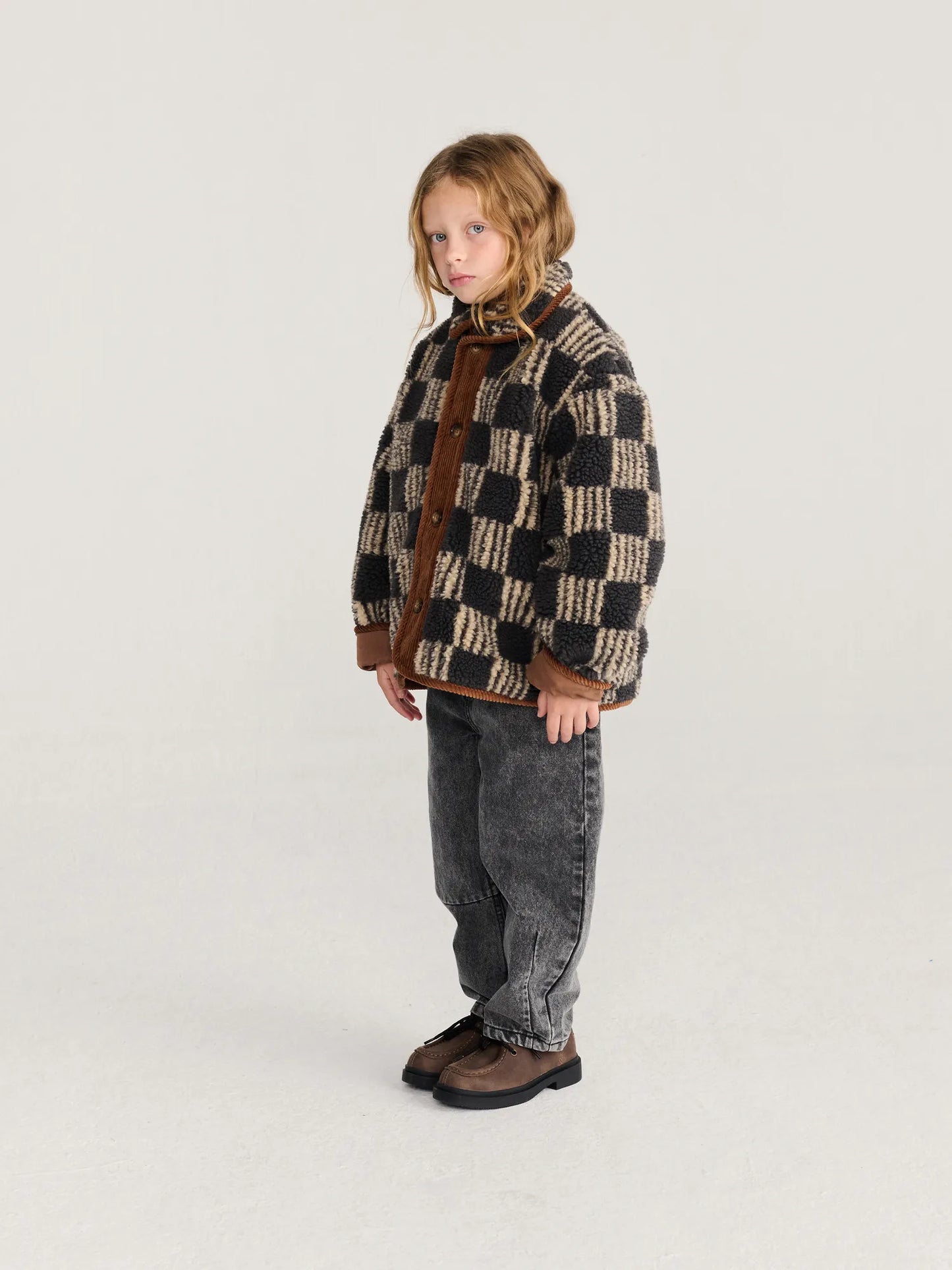 Almost Moiré all over kid sheepskin jacket
