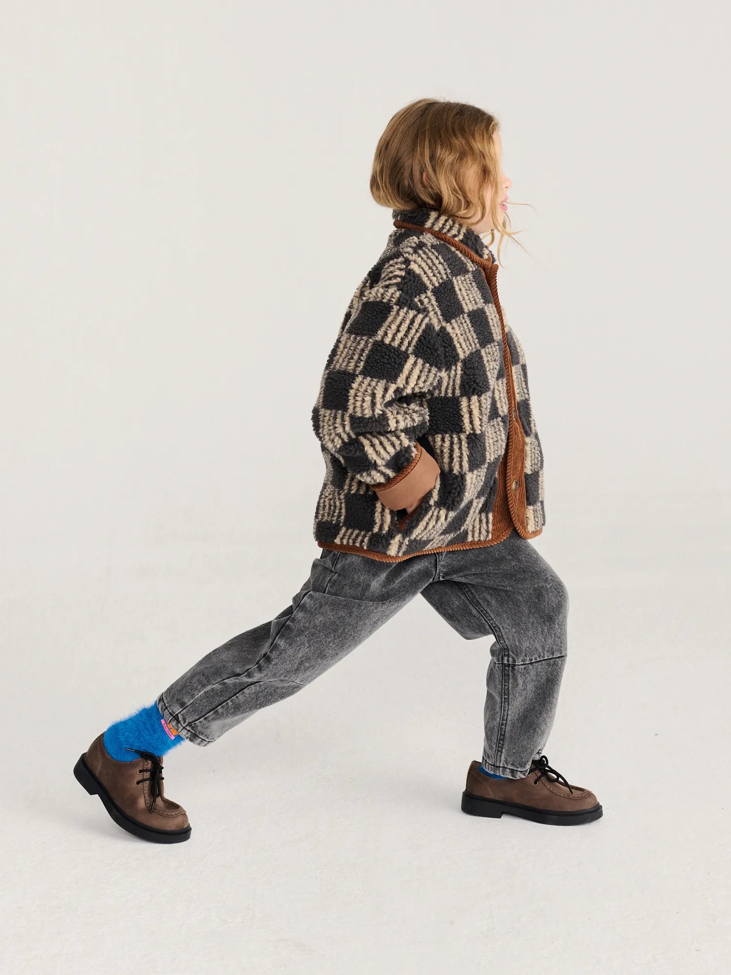 Almost Moiré all over kid sheepskin jacket