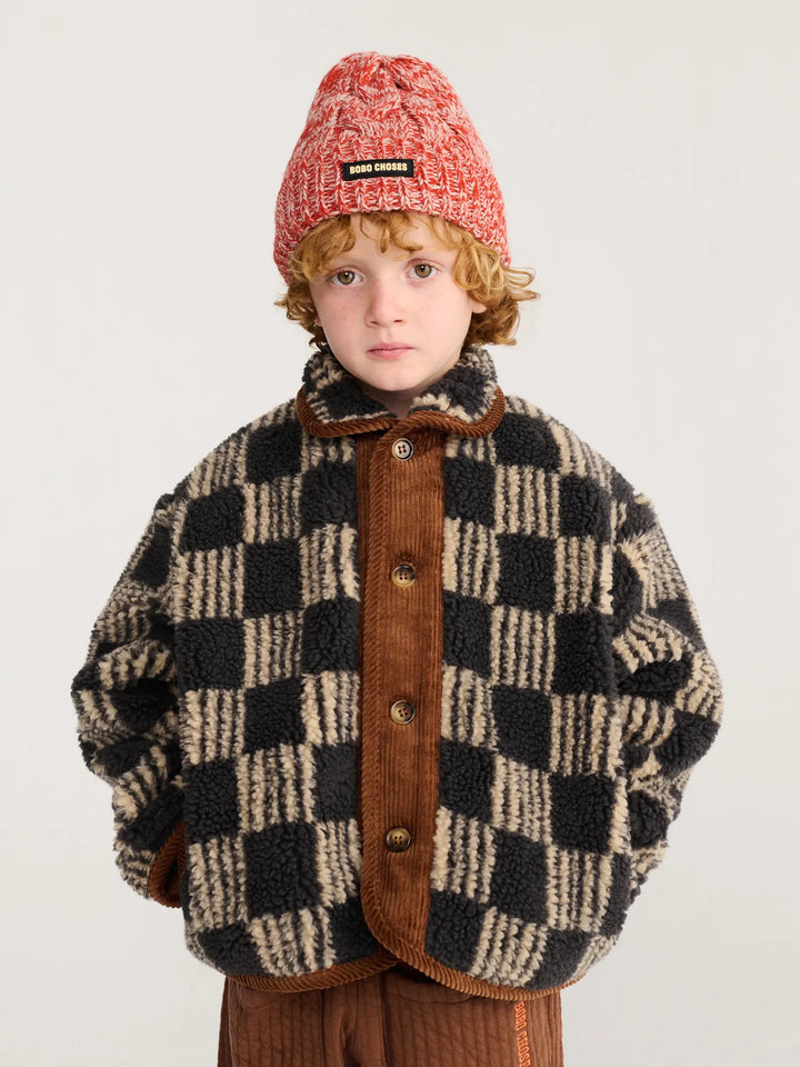 Almost Moiré all over kid sheepskin jacket