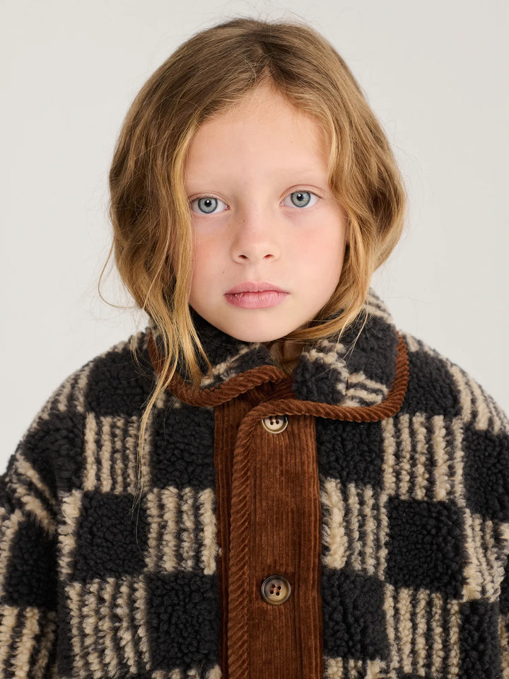 Almost Moiré all over kid sheepskin jacket