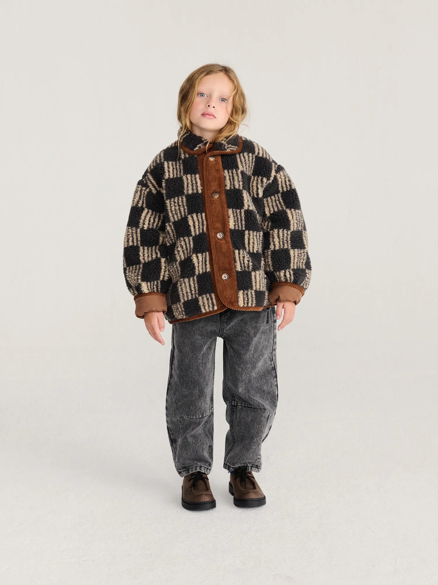 Almost Moiré all over kid sheepskin jacket