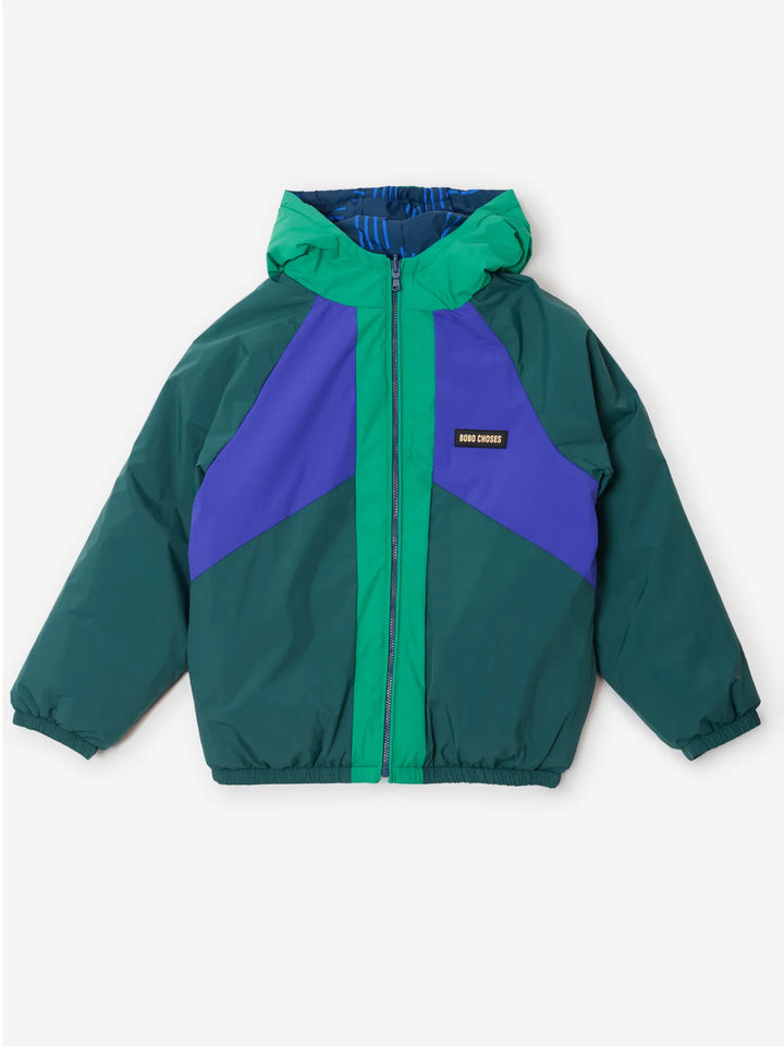Almost Moiré all over reversible anorak