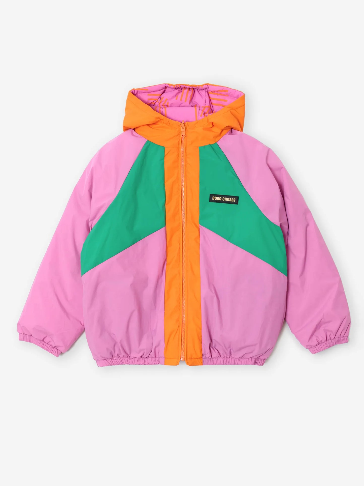 Almost Moiré all over reversible pink anorak