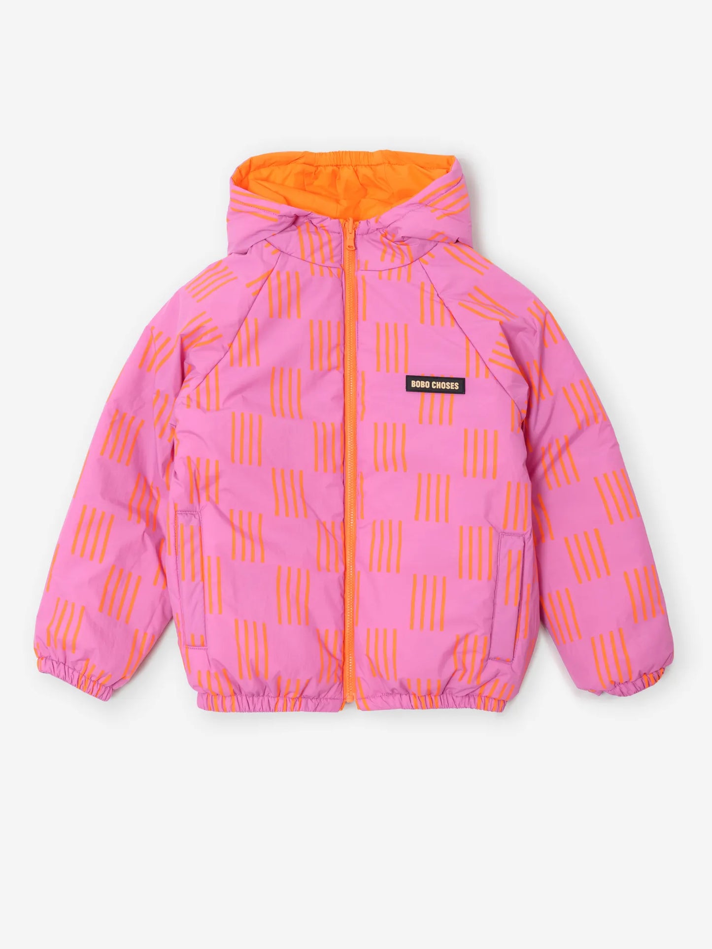 Almost Moiré all over reversible pink anorak